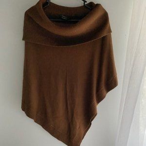 BCBGMaxazria Brown Cowl Neck Poncho Sweater
